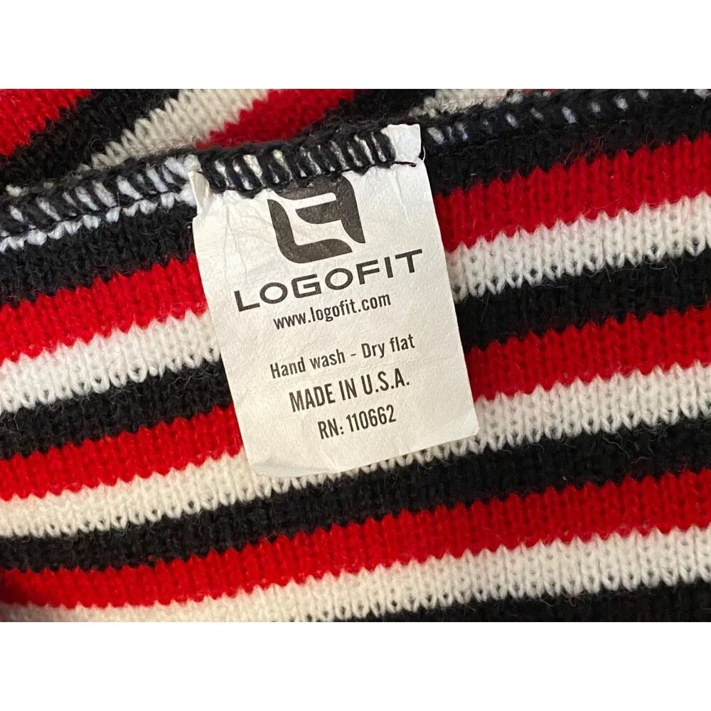 Vtg University of Utah UTES LogoFit Striped Winter Scarf USA Made Red White Blac